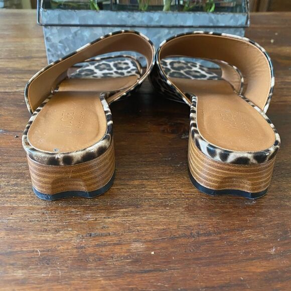 M Gemi Patent Leather Camel Leopard Print Slip-On Sandals Sz 8 (38.5) Italy EUC! - Picture 4 of 7